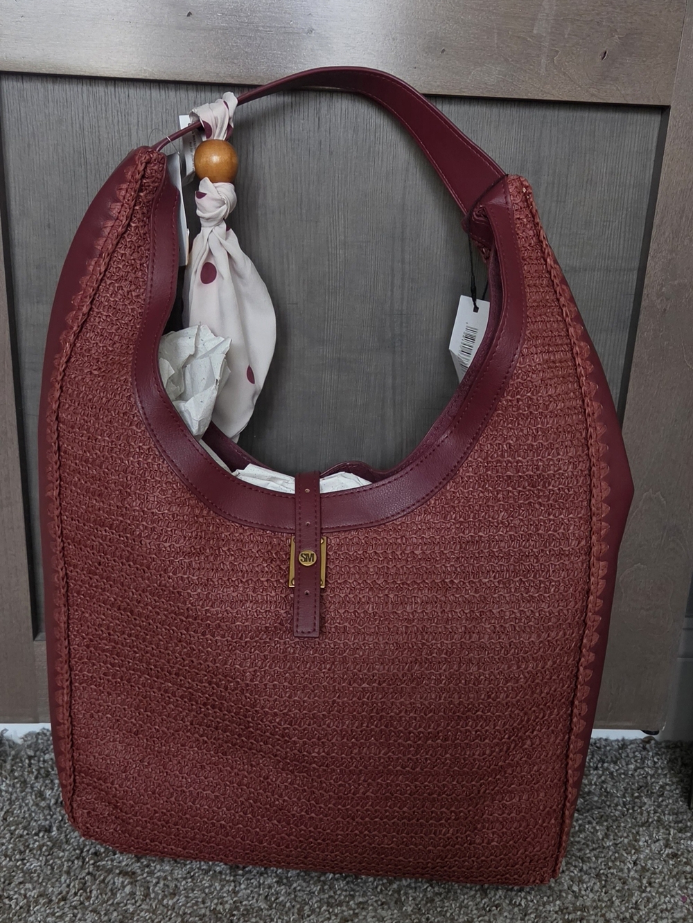 Steve Madden Burgundy/Brown Woven Hobo Shoulder Bag – NWT